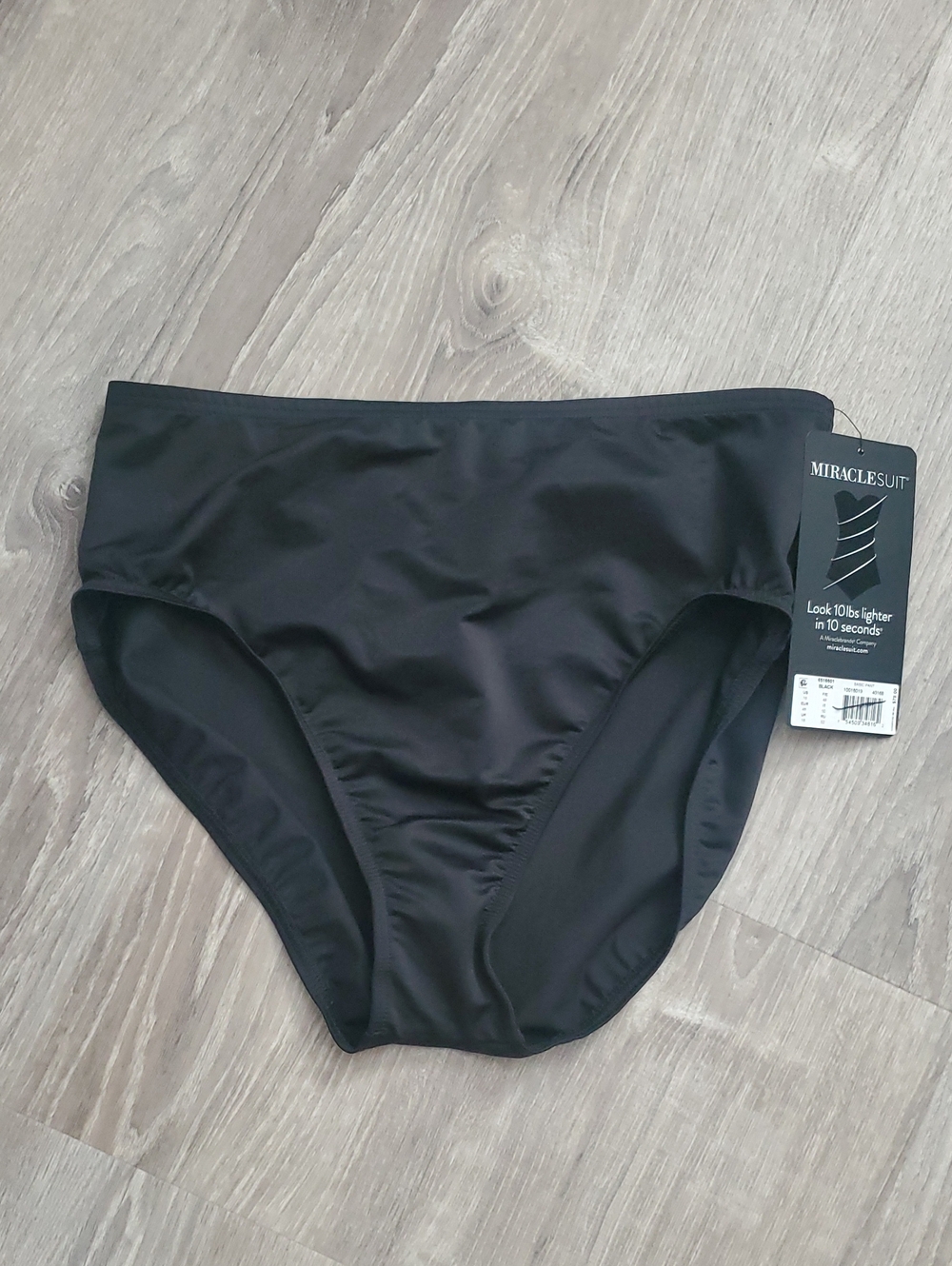 NWT Miraclesuit Black Solid Basic High Waist Bikini Bottom Tummy Control Size 16